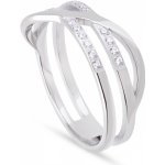 Biju Prstýnek z chirurgické oceli se zirkonem tři kroužky překřížené 4000409 4000409 – Zboží Dáma