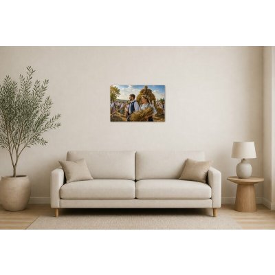 Obraz na plátně – Lidé v krojích se snopy obilí 75 × 50 cm – Hledejceny.cz