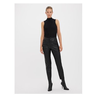 Vero Moda Kalhoty z imitace kůže Brenda 10268460 Černá Straight Fit – Zboží Mobilmania