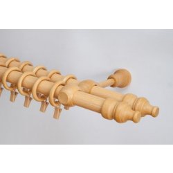 Garnyze-levne Dřevěná záclonová tyč dvouřadá Buk Favorite 28 mm 150 cm