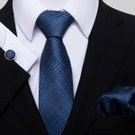 Sada kravata kapesníček a manžetové knoflíčky S200 tmavě modrá – Zboží Mobilmania