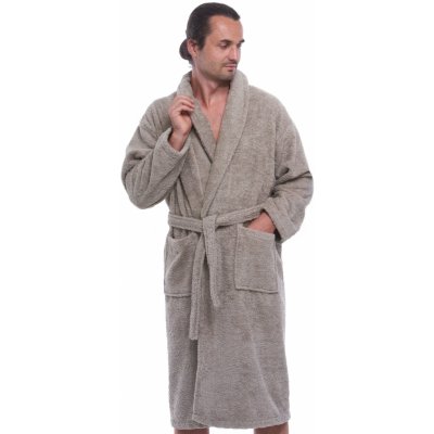 dlouhý pánský župan s šálovým límcem 1ZF3075 béžová – Hledejceny.cz