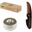 Captain Fawcett Folding Moustache Comb skládací hřeben na knír pro muže 11,7 cm + Captain Fawcett Booze and Baccy Moustache Wax vosk na knír pro muže 15 ml dárková sada