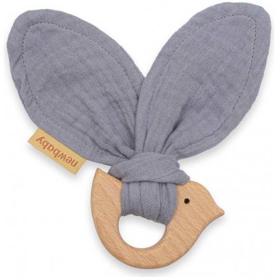 New Baby dětské kousátko s ptáčkem Bird grey – Zboží Mobilmania