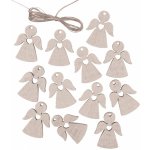 Anděl Přerov s.r.o. Anděl dřevěný stříbrný 3 cm 12 ks na zavěšení – Zboží Mobilmania