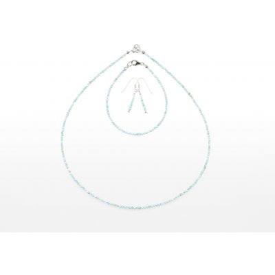 SVĚT KAMENŮ s.r.o. Stříbrná sada šperků larimar fazetovaný 2 mm 00256728 – Hledejceny.cz