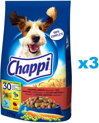 Chappi Adult hovězím masem 3 x 2,7 kg