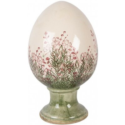 Clayre & Eef Béžové antik keramické vajíčko s květy Rustic Flower XL - Ø 17*28 cm – Hledejceny.cz