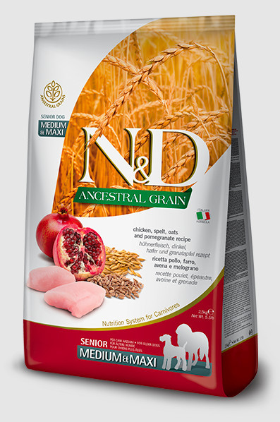 N&D Ancestral Grain Dog Senior M/L Chicken & Pomegranate 24 kg