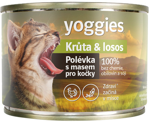 Yoggies Polévka pro kočky Krůta & losos 185 g