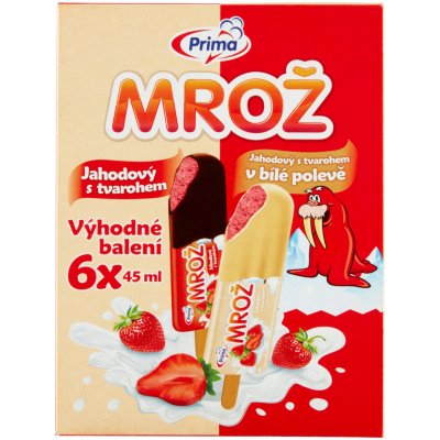 Prima Mrož Jahodový krém s tvarohem MIX 6 x 45ml 270ml – Zboží Dáma