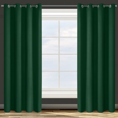 EUROFIRANY ZATEMŇOVACÍ ZÁVĚS NA KROUŽCÍCH PARISA 135X250 CM TMAVĚZELENÁ – Sleviste.cz