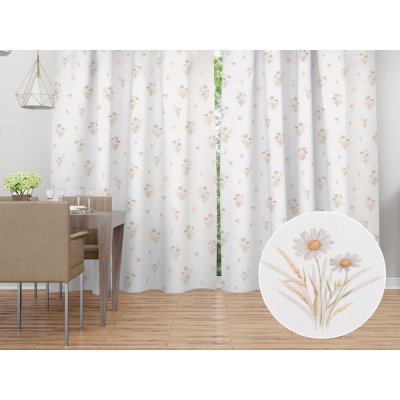 Biante Bavlněný závěs Sandra SA-783 Kopretiny na bílém 150x210 cm – Hledejceny.cz