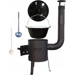 Kessel kotlík na guláš smalt 10 L 1,2 mm + žáruvzdorná kotlina 33 Plus 700 + poklice smalt 34 cm vařečka dřevo SMRK a naběračka INOX – Hledejceny.cz