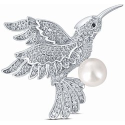 JwL Luxury Pearls brož kolibřík s pravou perlou JL0515
