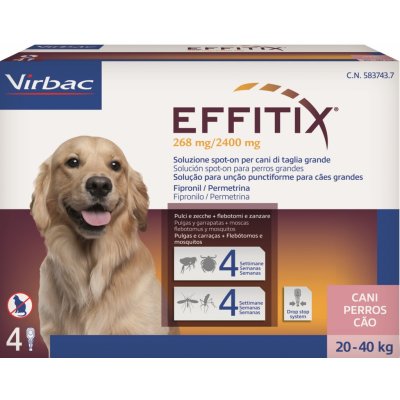 Effitix Spot-on L 20-40 kg 268 / 2400 mg 4 x 4,44 ml – Zboží Mobilmania