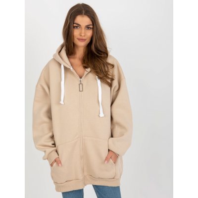 Delší oversize mikina na zip s kapucí EM-BL-751.15X-beige – Sleviste.cz