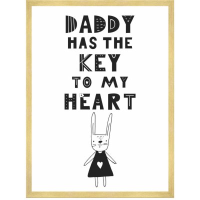 Dětský plakát Táta má klíč mého srdce 50X70 cm + zlatý rám – Zboží Mobilmania
