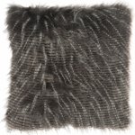 J-Line by Jolipa Bílo šedý pruhovaný chlupatý polštář 51x51x5 – Zboží Mobilmania