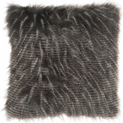 J-Line by Jolipa Bílo šedý pruhovaný chlupatý polštář 51x51x5 – Zboží Mobilmania