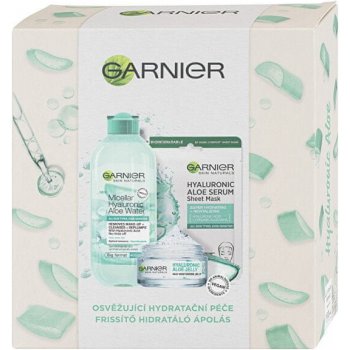 Garnier Skin Naturals Hyaluronic denní krém Aloe Gel 50 ml + micelární voda Hyaluronic Aloe 400 ml + textilní maska 32 g dárková sada