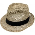 Fiebig Headwear since 1903 Slaměný klobouk z mořské trávy s černou stuhou Trilby