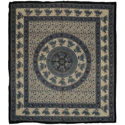 BOB Batik přehoz na postel indický Moghul sloni tyrkysovo fialový bavlna King size Dvoulůžko 230 x 200 cm – Zbozi.Blesk.cz