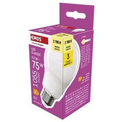 Emos LED žárovka Classic A60 E27 9,5 W 75 W 1055 lm teplá bílá ZQ5E51 – Zboží Živě