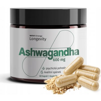 MOVit Longevity Ashwagandha 600 mg 5% withanolidů 60 kapslí – Hledejceny.cz