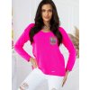 Dámský svetr a pulovr Fashionweek Dámský měkký lehký volný svetr lesklá kapsa NB10114 Růžový neon