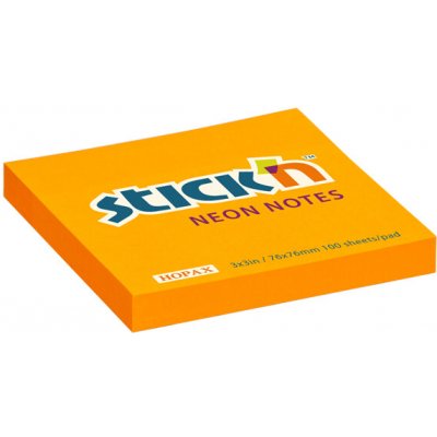 Bloček samolepicí Stick'n Hopax, 76x76 mm, neonově oranžový, 100 lístků – Hledejceny.cz