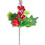 MagicHome vánoční větvička s bobulemi a jablkem 21 cm – Hledejceny.cz