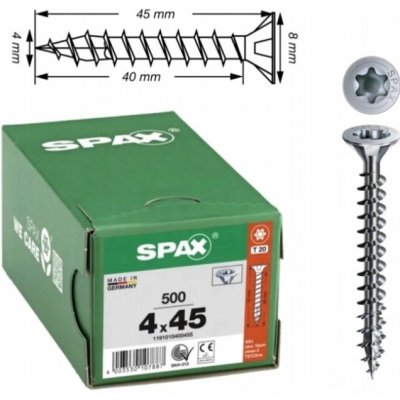 Spax Vrut zápustná hlava TXS W 4C MH 4 x 45 mm (500 ks) – Hledejceny.cz