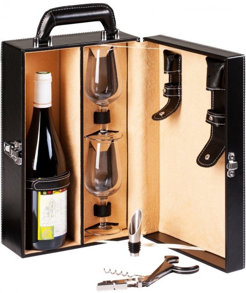 Domoclip GS110 - Luxusní dárková sada na víno, otvírák, nálevka, 2 x  sklenice, k | Srovnanicen.cz