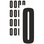 Čísla samolepící 0 černá samolepící vinylová fólie 75 mm písmo - aršík 4 ks – Zboží Dáma