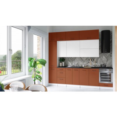 FRONTI Kuchyňská linka DAFNI 280cm Bílá/Brick – Zboží Dáma