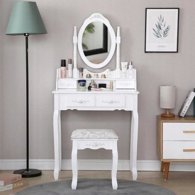 Pro-Tech shop se zrcadlem a taburetem 62165 PHO3992 bílý – Zboží Dáma