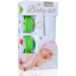 T-tomi Baby set bambusová osuška + kočárkový kolíček Bílá/zelený – Zboží Dáma