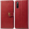 Pouzdro a kryt na mobilní telefon Sony PROTEMIO 33160 LEATHER BUCKLE Peňaženkový obal Sony Xperia 10 III červený