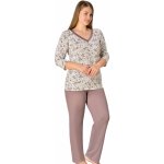 Béžové i hnědé jemné luxusní pyžamo pro ženy či dívky s kytičkami - 1D1476 béžová – Hledejceny.cz