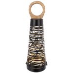 Svícen kov/dřevo CONE černý/zlatý 15x15x43 cm – Sleviste.cz