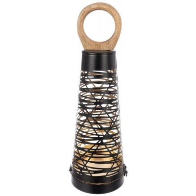Svícen kov/dřevo CONE černý/zlatý 15x15x43 cm – Sleviste.cz