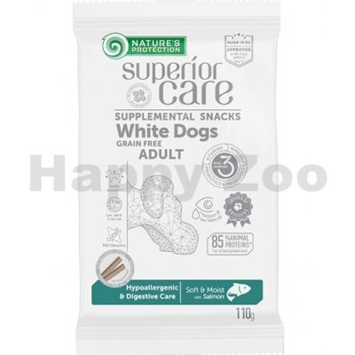 NATURE´S PROTECTION Dog Snack Superior Care White Dogs Hypoallergenic & Digestive Care Salmon 110 g – Zbozi.Blesk.cz