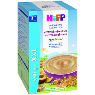 HiPP PRAEBIOTIK Mléčná kaše vícezrnná se švestkami 2 x 225 g – Zboží Dáma