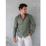 TallGuys pánská prodloužená lněná košile 2.0 dlouhý rukáv slim stone olive – Zboží Dáma