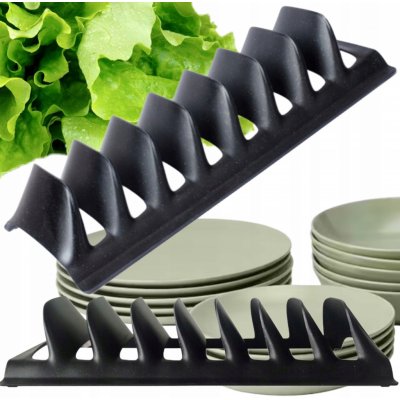 ALTOM Držák, stojan na pokličky, talíře, víčka 7 pozic, plastový černý 30 x 13,5 x 6 cm – Hledejceny.cz