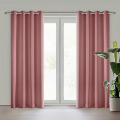 EUROFIRANY ZÁVĚS NA KROUŽCÍCH RITA 140X250 CM STARORŮŽOVÁ – Hledejceny.cz