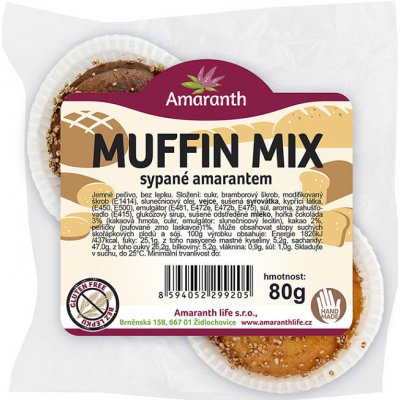 AMARANTH Bezlepkový muffin mix sypaný amarantem 80 g – Zboží Dáma