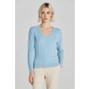 Dámský svetr a pulovr Gant svetr STRETCH COTTON CABLE V-NECK modrá
