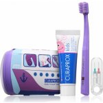 CURAPROX Kids travel set modrý 1x zubní kartáček, 2x mezizubní kartáček CPS, 1x zubní pasta máta 6+ 10 ml, 1x nálepka – Zbozi.Blesk.cz